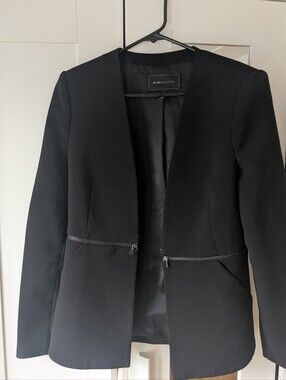 BCBGMaxAzria Black Open-Front Blazer with Zip Accents